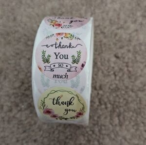Thank you stickers - 1" round - floral - 480-500